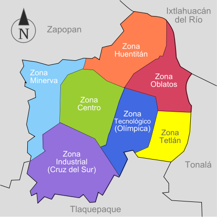 Zonas de la ciudad de Guadalajara