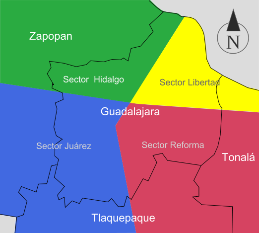 Sectores de la ciudad de Guadalajara