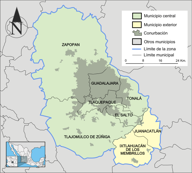 Mapa del Ãrea Metropolitana de Guadalajara