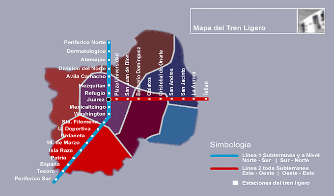 Mapa de las estaciones del Tren Ligero de Guadalajara - Vivir Guadalajara